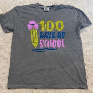 Comfort Colors Gray Tee with Glitter '100 Days of School' Graphic